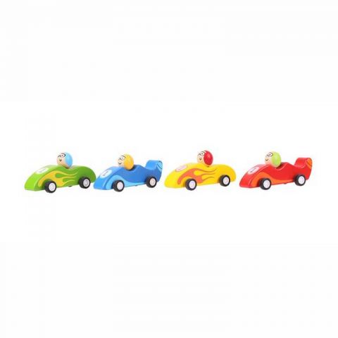 Bigjigs toys Farebné drevené pretekárske auto 1ks