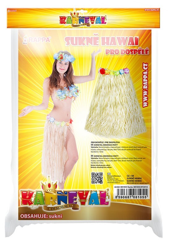 Sukňa Hawaii dospelá 72 cm, prírodná