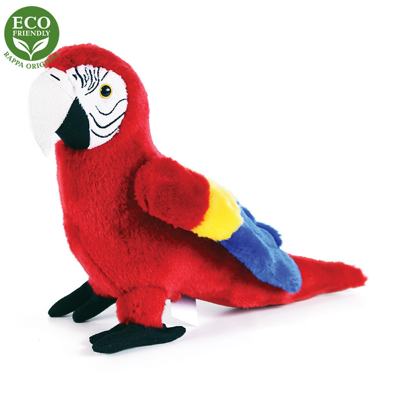 Plyšový papagáj Ara červený, 24 cm, ECO - Friendly