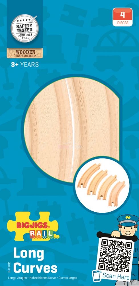 Bigjigs Rail Dlhé zaoblené koľaje 4 ks