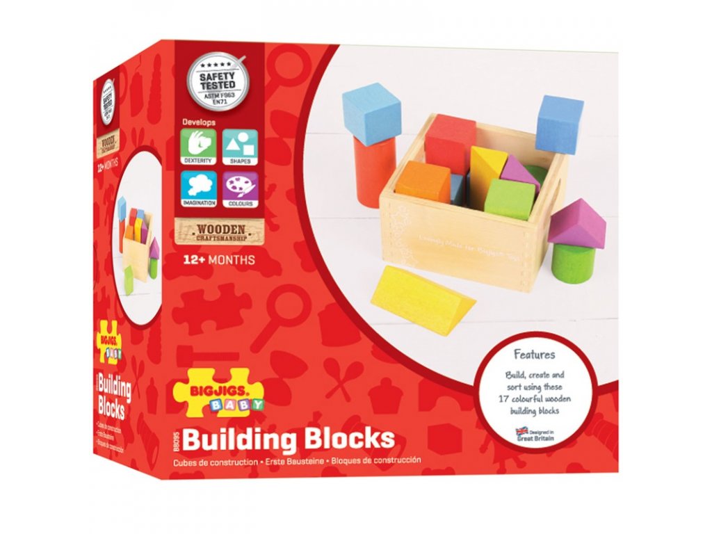 Bigjigs Baby Prvé drevené kocky sada 17 kusov