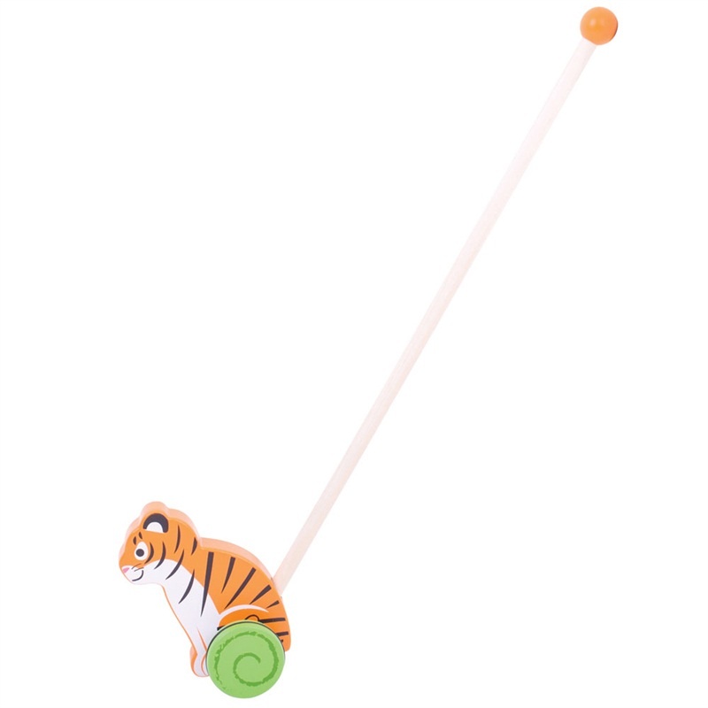 Bigjigs Baby Drevená hračka na tlačenie - Tiger