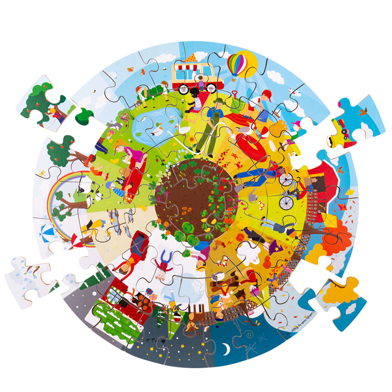 Bigjigs Toys Okrúhle podlahové puzzle Štyri ročné obdobia 50 dielikov