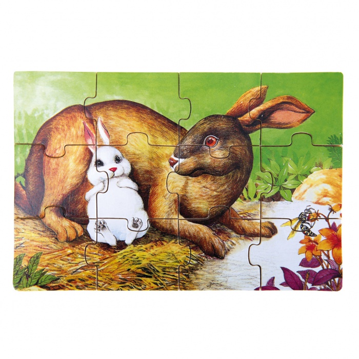 Bino Drevené puzzle v krabičke - Zvieratká