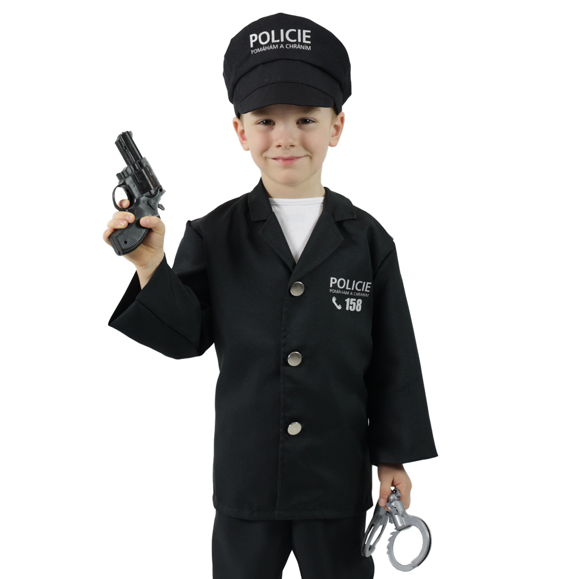 Detský kostým Policajt s čiapkou a českou potlačou (M)