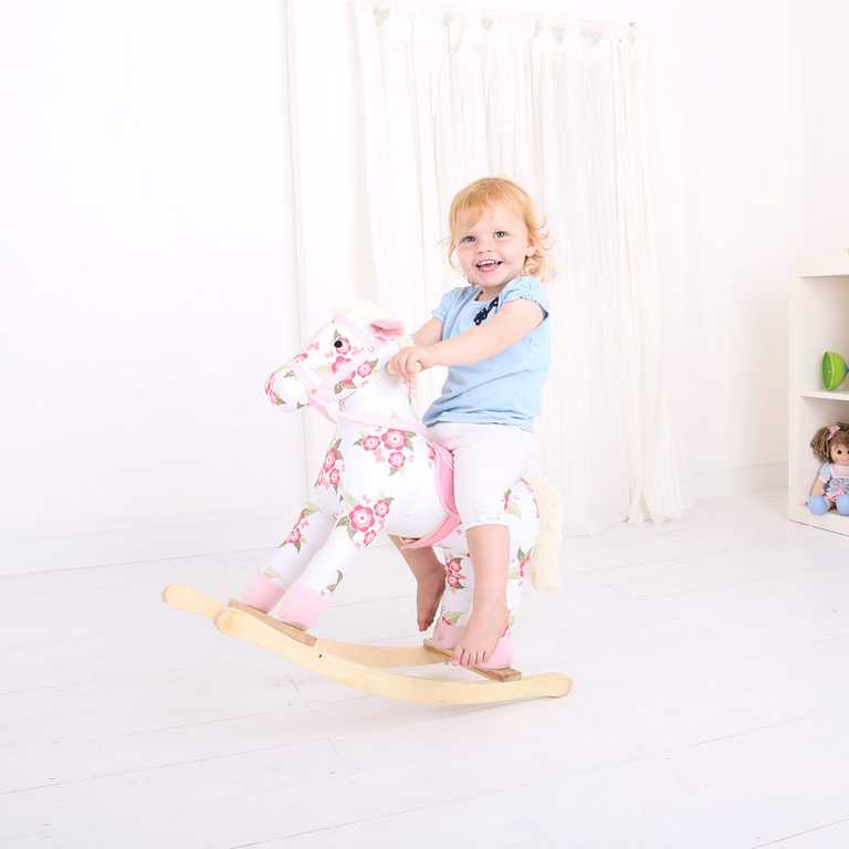 Bigjigs Toys Drevený hojdací koník s kvetmi