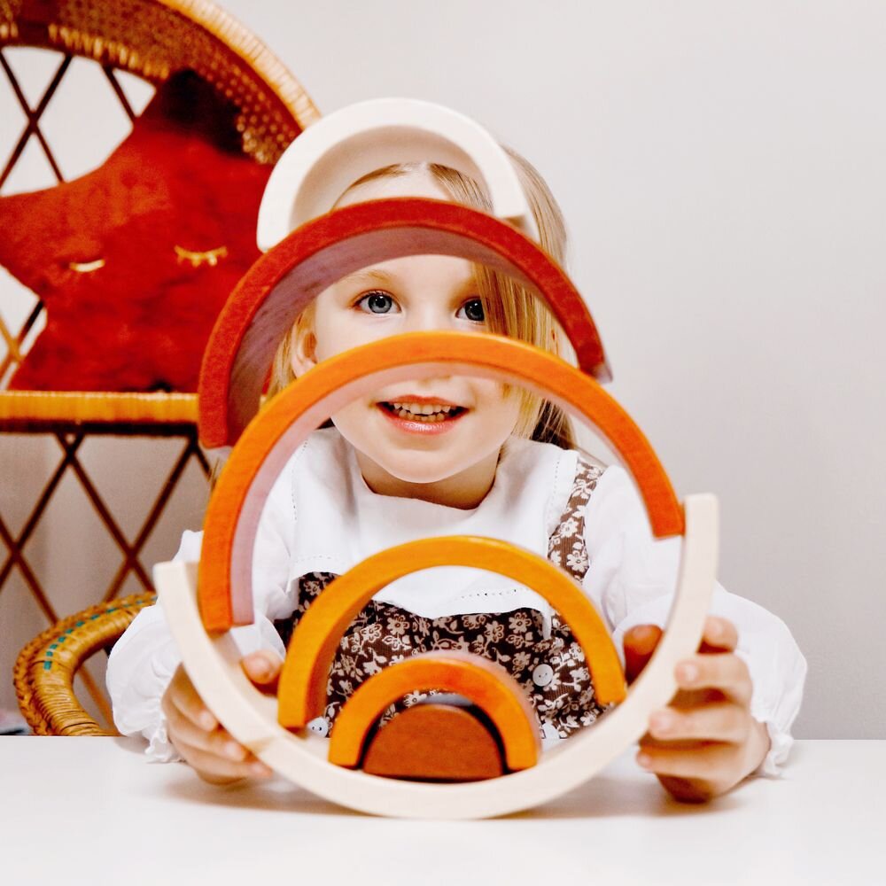 Bigjigs Baby Drevená skladacia dúha prírodná