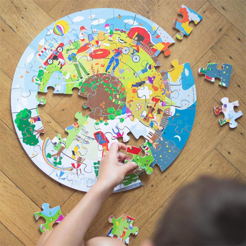 Bigjigs Toys Okrúhle podlahové puzzle Štyri ročné obdobia 50 dielikov