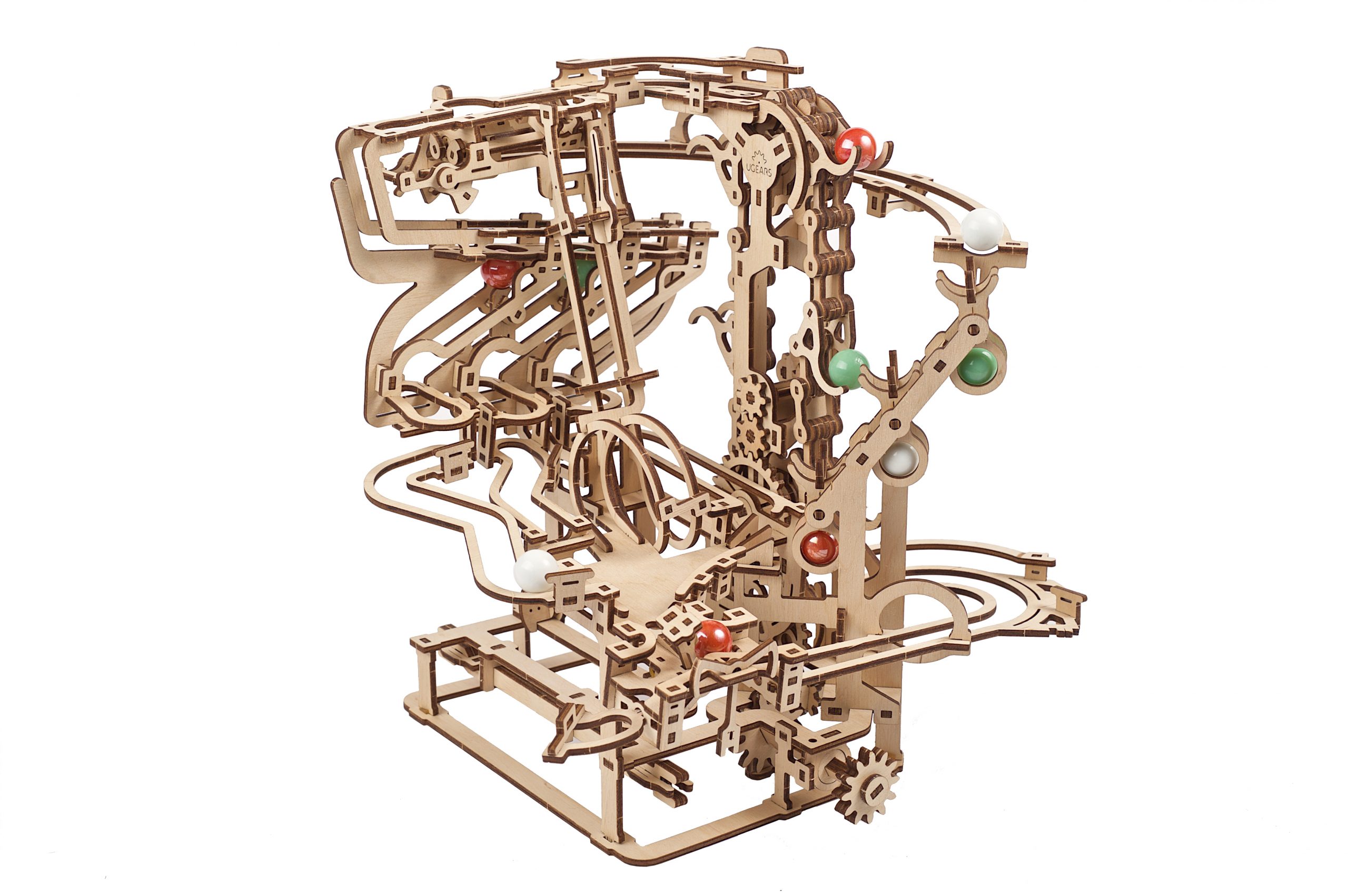 Ugears 3D drevené mechanické puzzle Reťazová guľôčková dráha