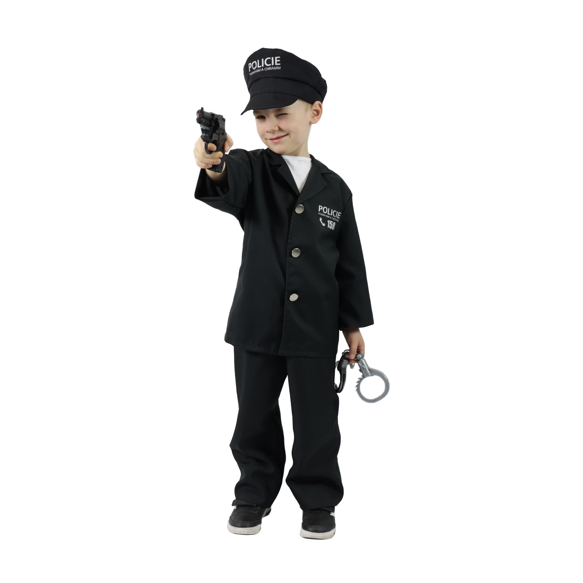 Detský kostým Policajt s čiapkou a českou potlačou (M)