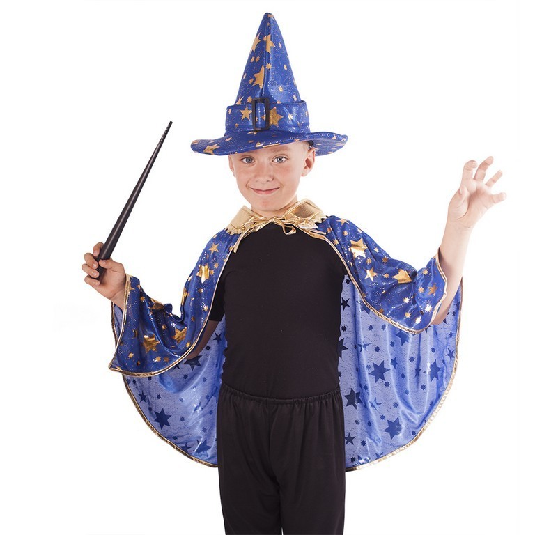Plášť modrý s klobúkom Čarodejník / Čarodejnica / Halloween