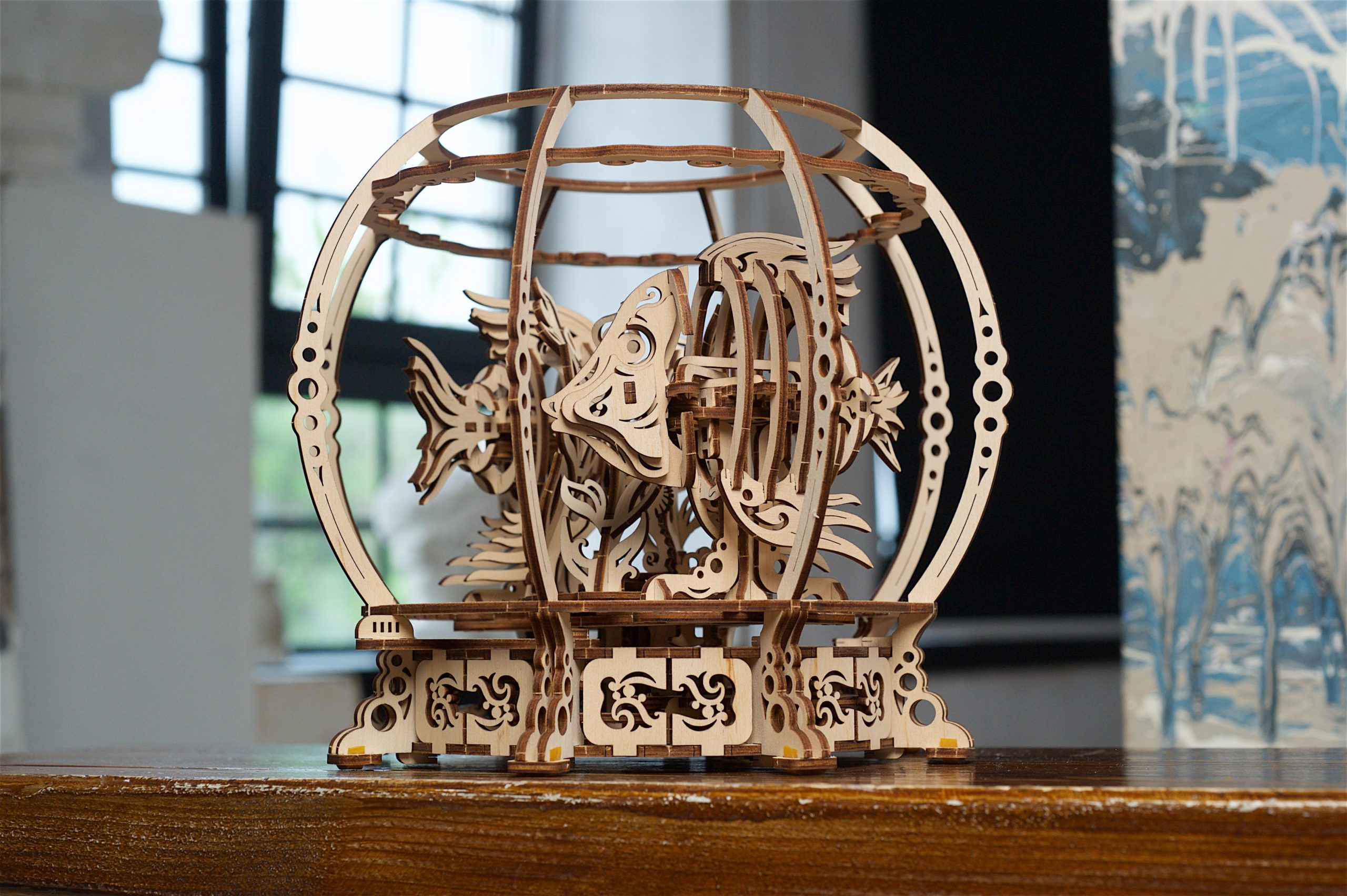 Ugears 3D drevené mechanické puzzle Mechanické akvárium