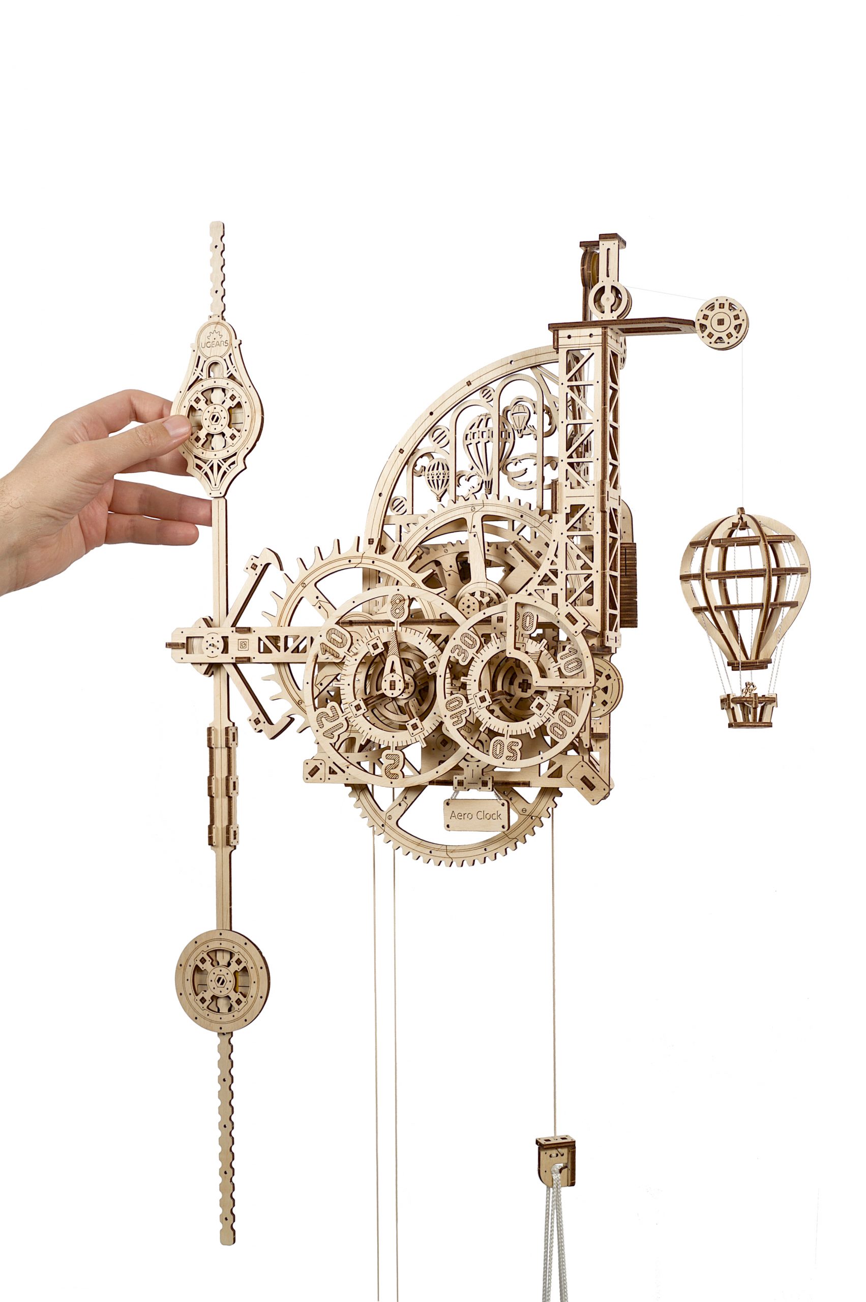 Ugears 3D drevené mechanické puzzle Nástenné hodiny Aero
