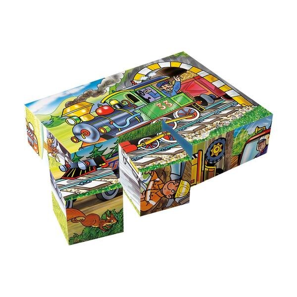 Dino drevené kocky Mašinka 12 ks