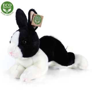 Plyšový Králik ležiaci bielo-čierny, 23 cm, ECO - Friendly