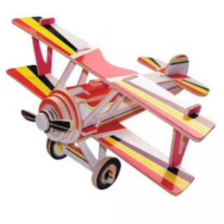 Woodcraft Drevené 3D puzzle dvojplošník farebný