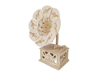 Woodcraft Drevené 3D puzzle gramofón
