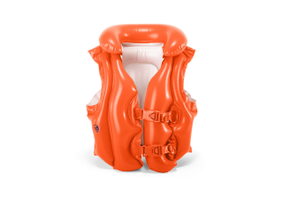 Nafukovacia plávacia vesta Deluxe oranžová, 3 - 6 rokov