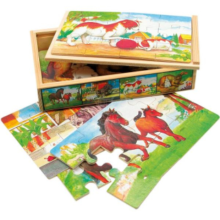 Bino Drevené puzzle v krabičke - Zvieratká