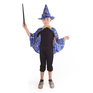 Plášť modrý s klobúkom Čarodejník / Čarodejnica / Halloween